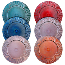 Muted Glass Ribbed Plates | Set of 6 | 10.6"