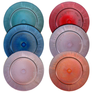 Muted Glass Ribbed Plates | Set of 6 | 10.6"