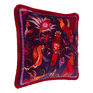 Quetzal Luxury Velvet Cushion: Aqua