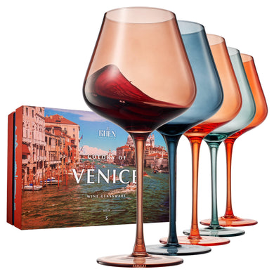 Colors of Venice, Italy, City Wine Glassware | 5 Set, 20 OZ
