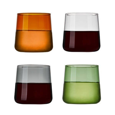 Aurora Glass Cocktail Tumblers - Asst Colors - Set of 4