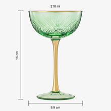 Vintage Art Deco Coupe Glasses | Set of 2 | Green