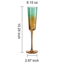 Gold and Teal Hammered Champagne Flute Glasses, 2 Set
