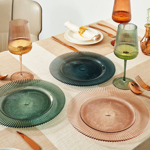 Muted Glass Ribbed Plates | Set of 6 | 10.6"