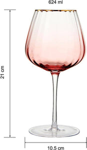 Pink Ribbed Balloon Shaped Wine Glassware | Set of 2 | 19.25