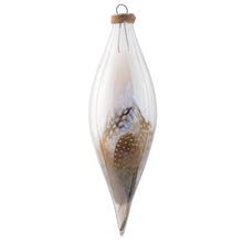 Feather Filled Glass Clear Ornament: Ball