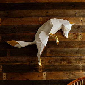 Fox Pounce 3D PaperCraft Origami Wall Art