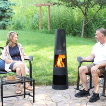 Heavy-Duty Steel Chiminea Fire Pit with Log Storage - 49 in