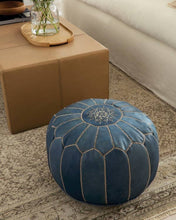 Moroccan Leather Foot Stool Ottoman, Handmade Pouf: F