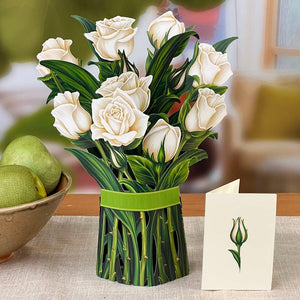White Roses  (8 Pop-up Greeting Cards)