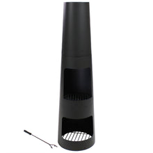 Heavy-Duty Steel Chiminea Fire Pit with Log Storage - 49 in