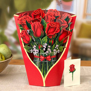 Red Roses (8 Pop-up Greeting Cards)