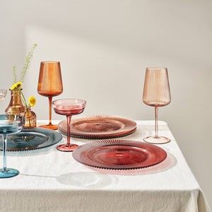 Muted Glass Ribbed Plates | Set of 6 | 10.6"