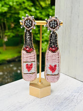 Pink Heart Bottle Beaded Statement Earrings Valentines Day