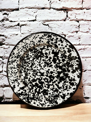 Black Splatter Enamelware Dinner Plate