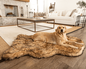 PupRug by Paw.com™ Faux Fur Orthopedic Dog Bed - Curve Sable Tan: Large (50" L x 30" W)