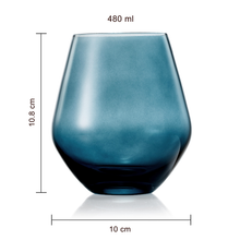Pastel Colored Stemless Crystal Wine Glasses - 6 set
