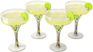 Mexican Design Hand Blown Margarita Glass – Set of 4 Luxury