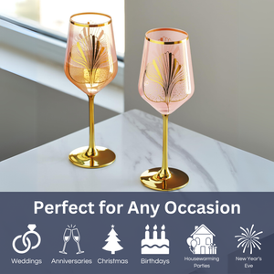 Gatsby Roaring 1920s Colored Wine Glass, 4 Set, Blush Pink