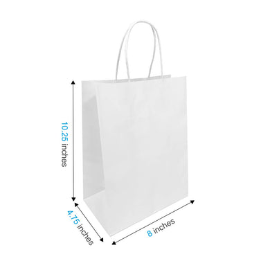 Cub 8x4.75x10.25 inches White Paper Bags Twisted handle: 250 bags $0.29/bag