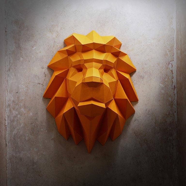 Lion Head Animal PaperCraft Origami Wall Art