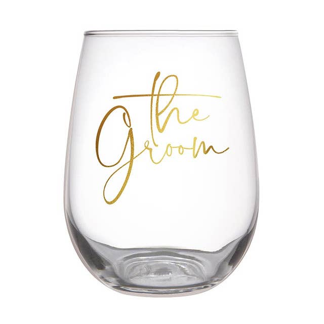 Stemless Wine Glass - The Groom: 20 oz