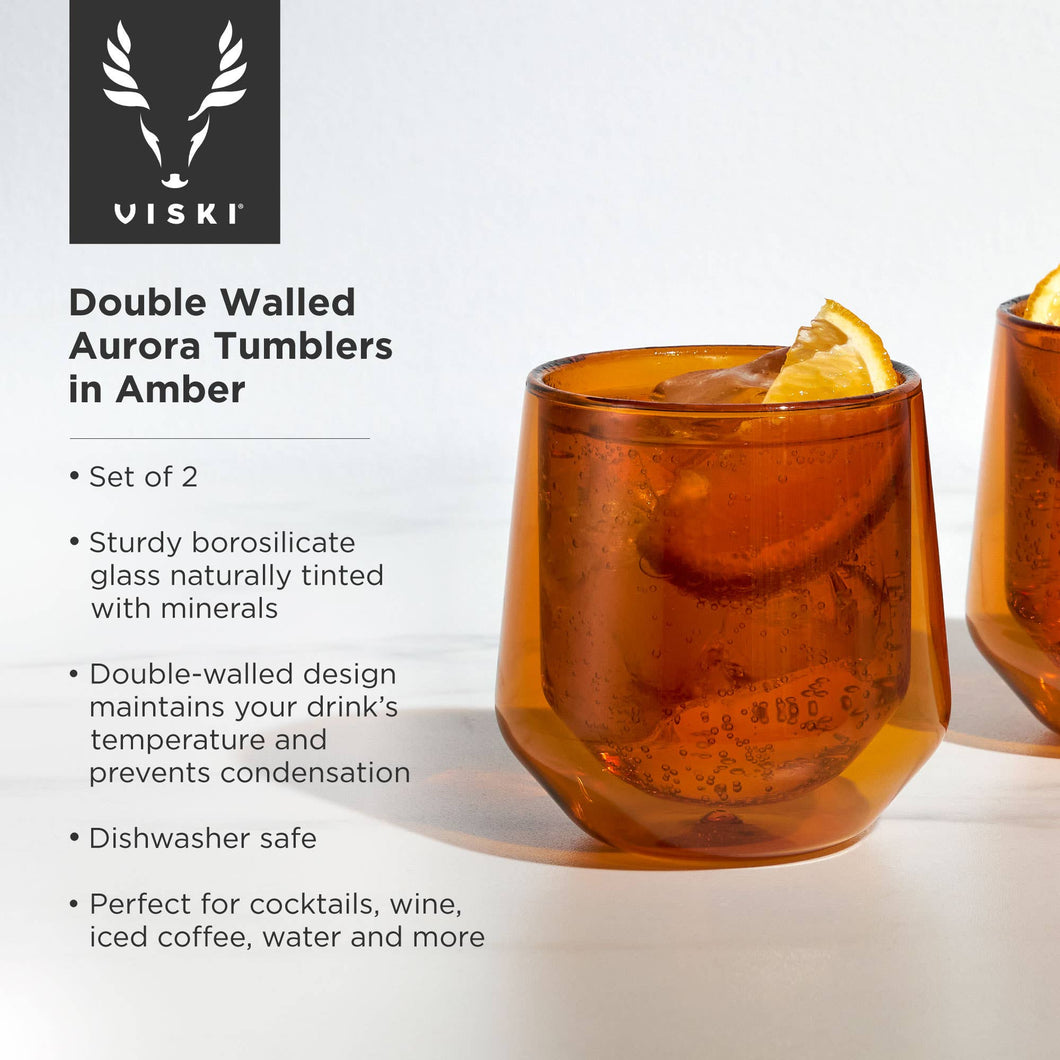Double Walled Aurora Tumblers in Amber (set of 2)