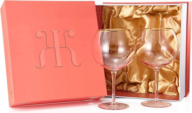 Blush Pink & Gilded Rim Wine Glassware, Large 23oz Cocktail