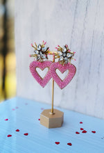 Pink Beaded Open Hearts