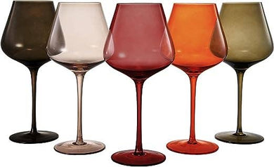 Colored Crystal Wine Glass Set of 5, Large 20 OZ Glasses